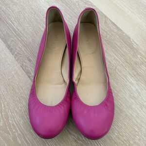 J CREW J. Crew CECE $125 Hot Pink Italy Leather Ballet Ballerina Flats Sz 6 5.5
